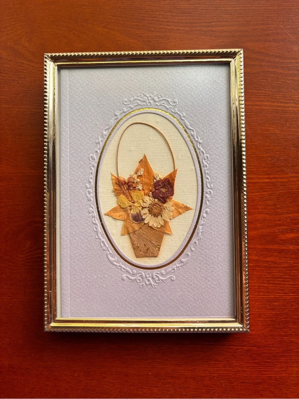 Vintage Pressed Flower Wall Art Set of 4 - Framed